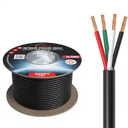 Cables Direct Online - 14/4 Speaker Wire 250ft Outdoor OFC Oxygen Free Copper CL3 CMR Direct Burial Bulk Cable Pull Box - Black