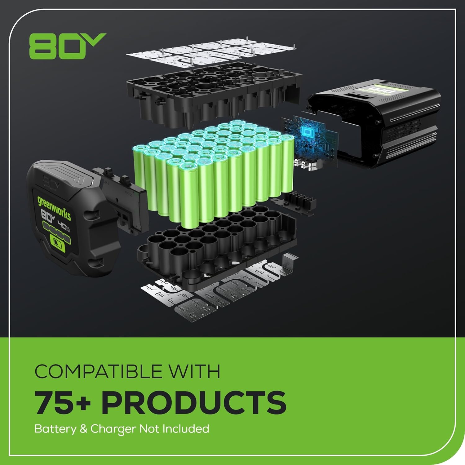 80V  
COMPATIBLE WITH 75+ PRODUCTS  
Battery & Charger Not Included