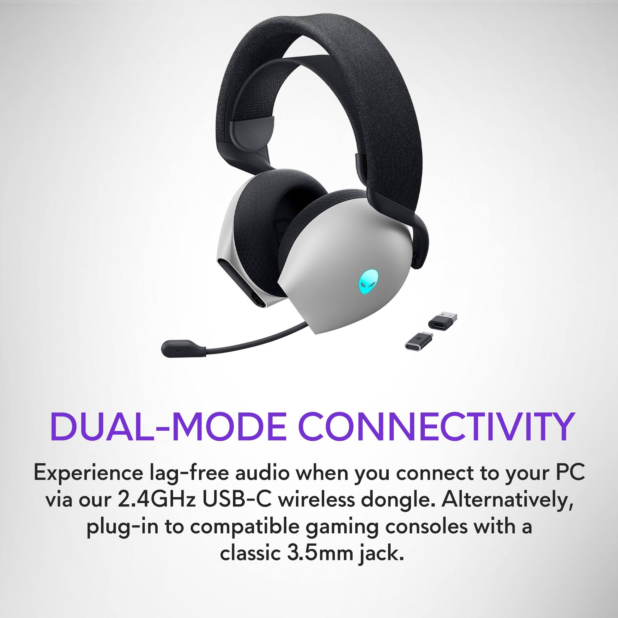 DUAL-MODE CONNECTIVITY: Experience lag-free audio when you connect to your PC via our 2.4GHz USB-C wireless dongle. Alternatively, plug-in to compatible gaming consoles with a classic 3.5mm jack.
