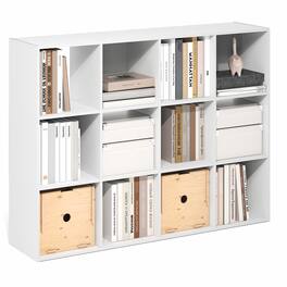 Furinno - PELLI Book Shelf, 12-Cube Bookshelf, Cube Storage Organizer Bookcase, for Living Room, Bedroom, Home Office - White