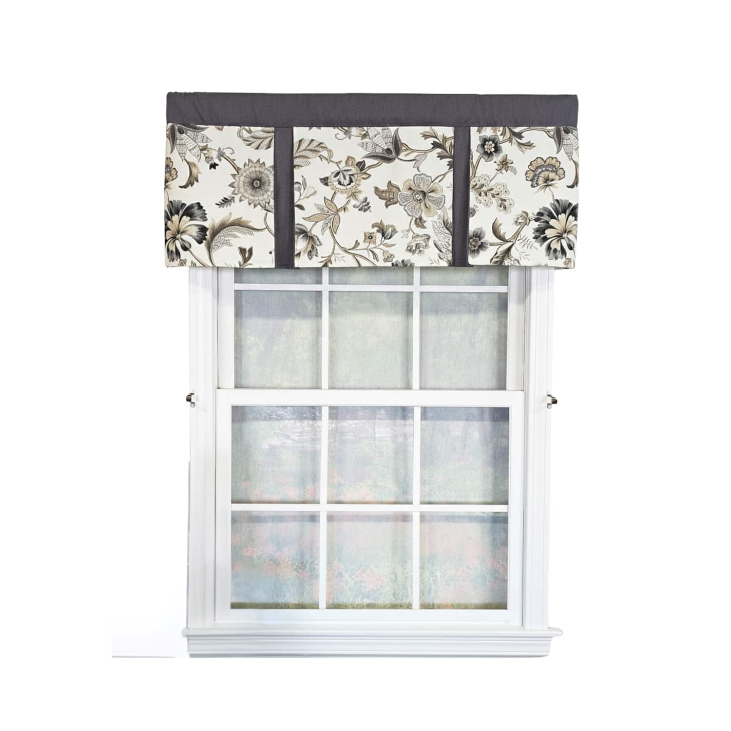 RLF Home - Zanzibar Pleated 100% Cotton Rod Pocket Window Valance 50" x 17" - Gray