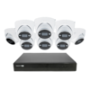 Front. Swann - AdvancedX Series / NVR-16ADVANX / 2TB / 8x NHD-ADVANXD 4K Spotlight Dome IP Cameras / Power over Ethernet (PoE) - Black.