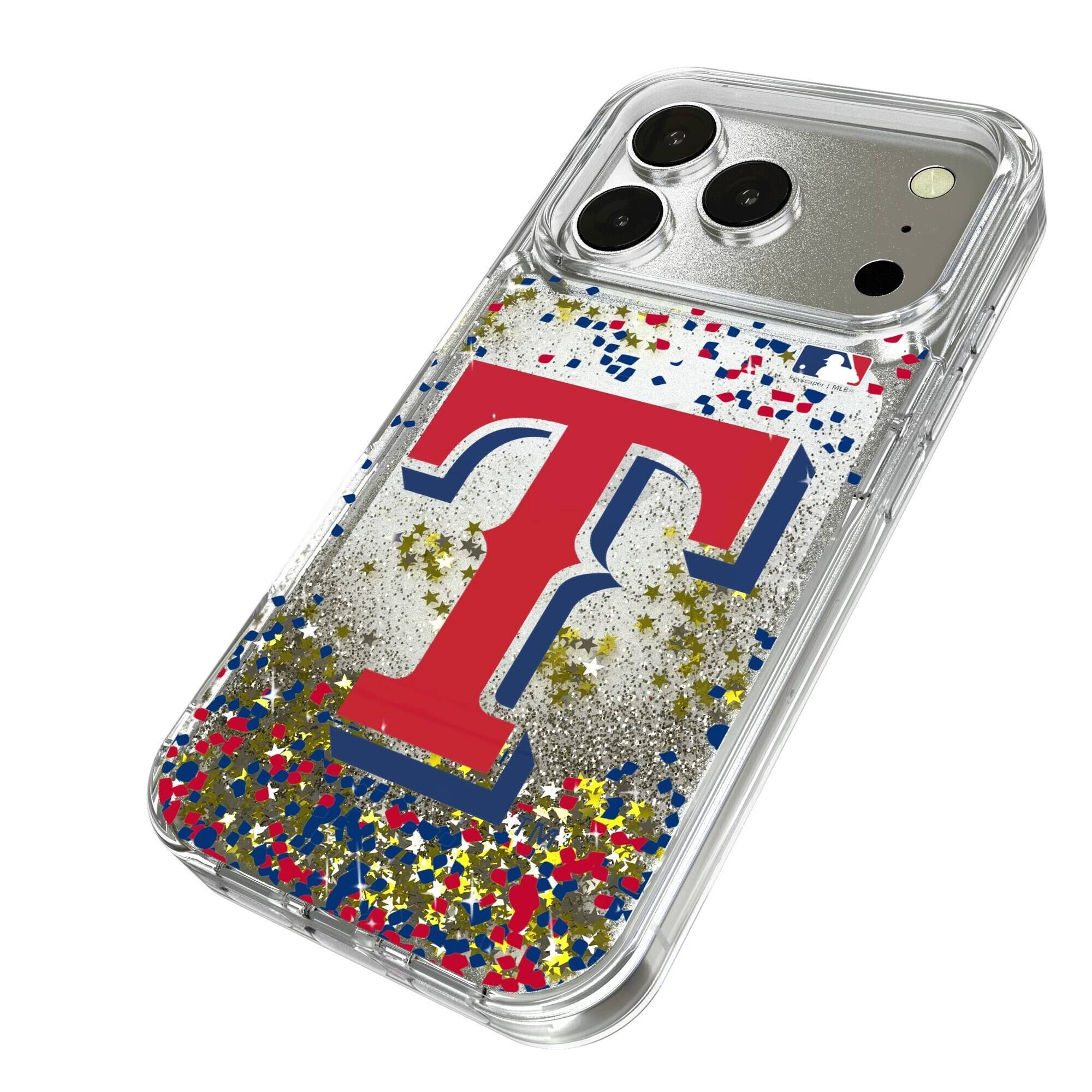 Alt View 1. Keyscaper - Texas Rangers Glitter Confetti iPhone Case - 15 Pro Max - Multicolor.