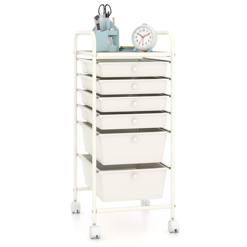 WELLFOR - 6 Drawer Rolling Storage Cart Organizer,Art & Craft Storage Cart Tools Scrapbook Paper Office School Organizer - White price history on PriceWatchPro