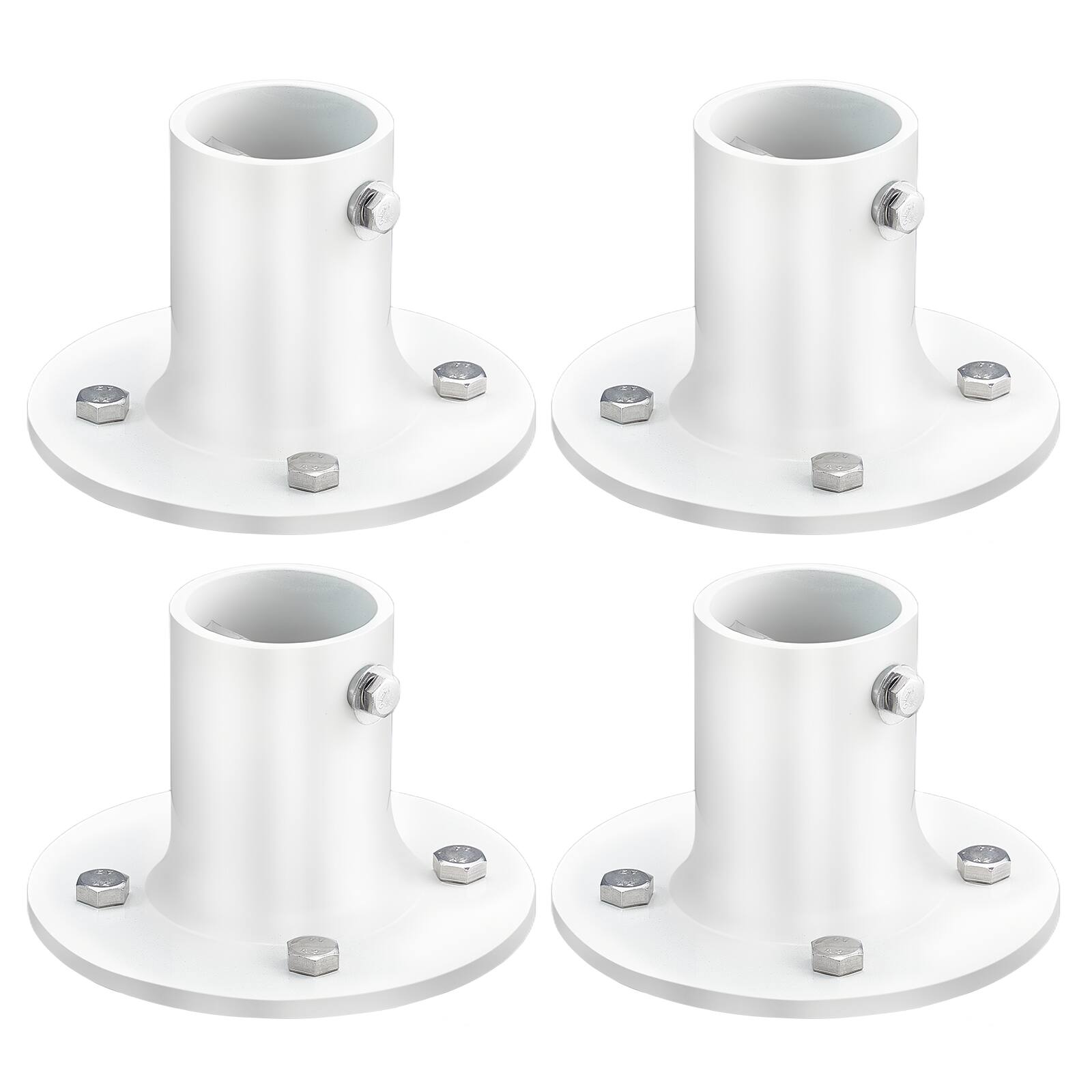 Alt View 5. VEVOR - Deck Anchor Flange 4 Pack, 1-7/8 in Pool Ladder Deck Mount, Handrail Anchor with Stainless Steel Mounting Hardware - White.