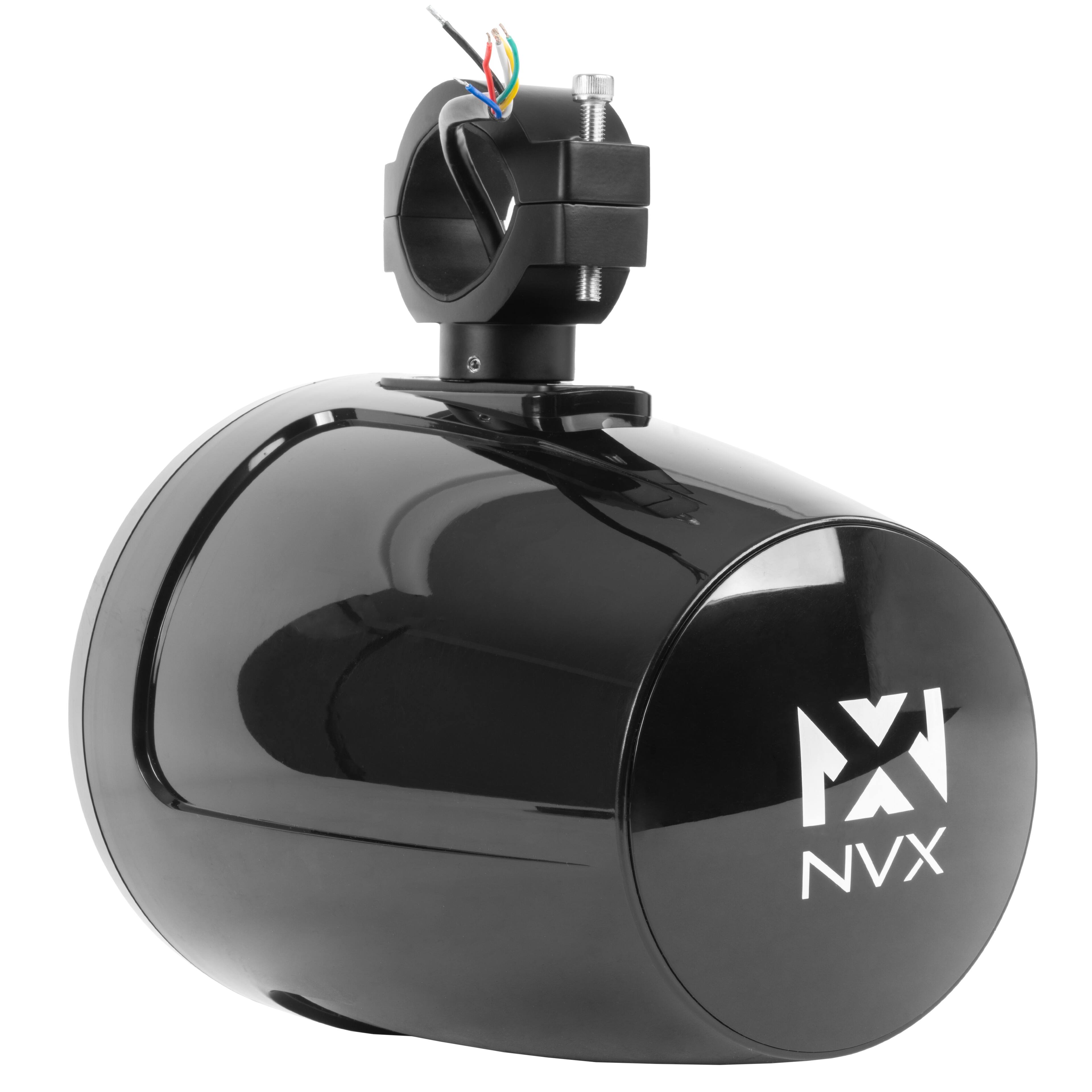 Alt View 4. NVX - MVTSP8B (Sold Individually) 125W RMS 8in V-Series 2-Way Marine Tower Speaker with LED Lighting and Swiveling Clamps.