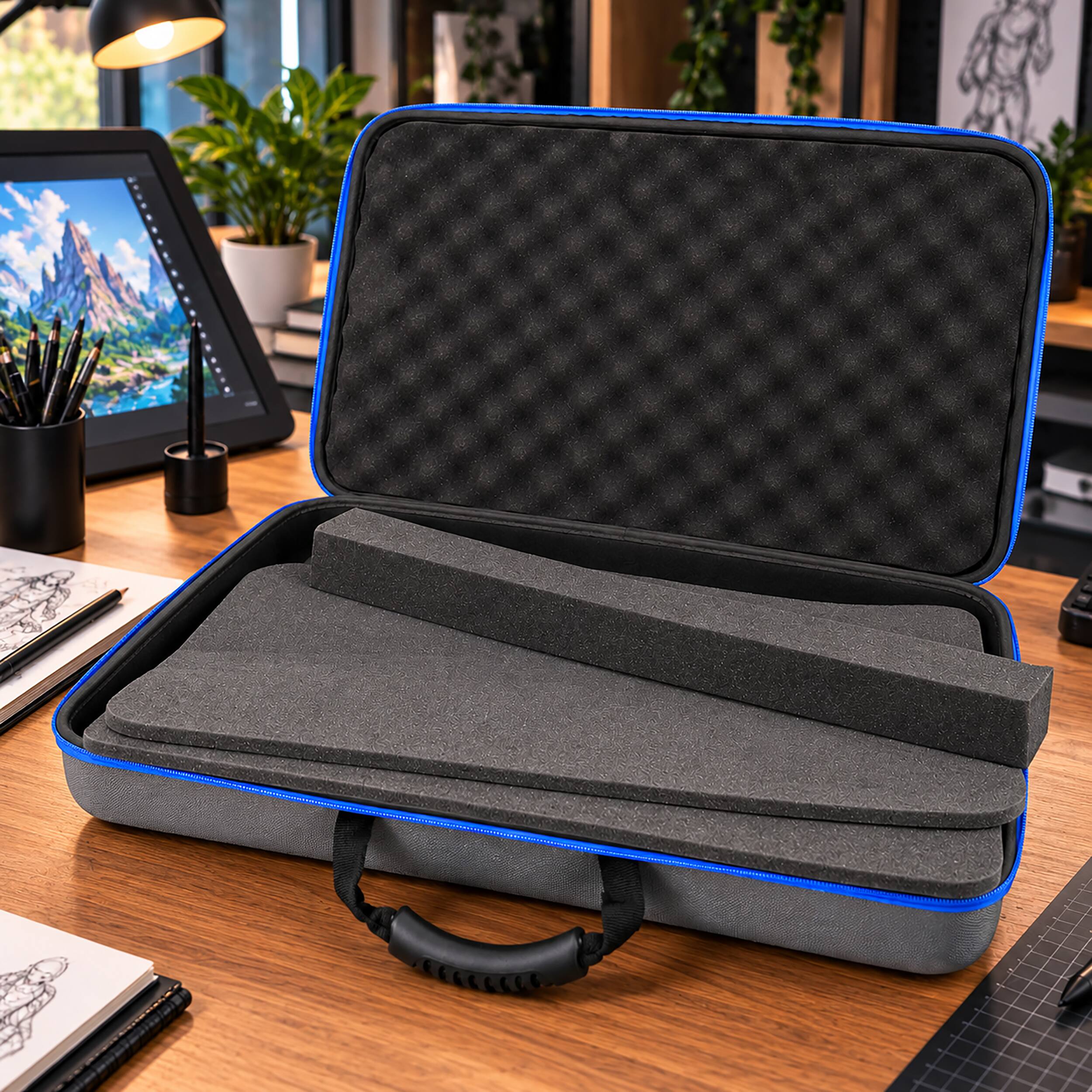 Angle. CASEMATIX - Drawing Tablet Case for Wacom Cintiq Pro 22 Graphics Tablet, Huion Kamvas 22 Plud and More - Storage Case Only - Gray.