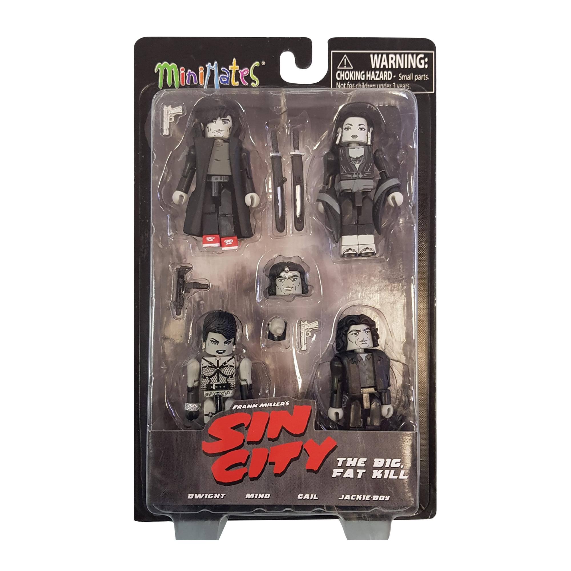 MiniMates WARNING: CHOKING HAZARD Small parts. Not for children under 3 years FRANK MILLER SIN CITY THE BIG FAT KILL DWIGHT MINO CAIL JACKIE-BOY