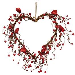 BreeBe - Glitter Heart & Berries Heart Wreath - Red
