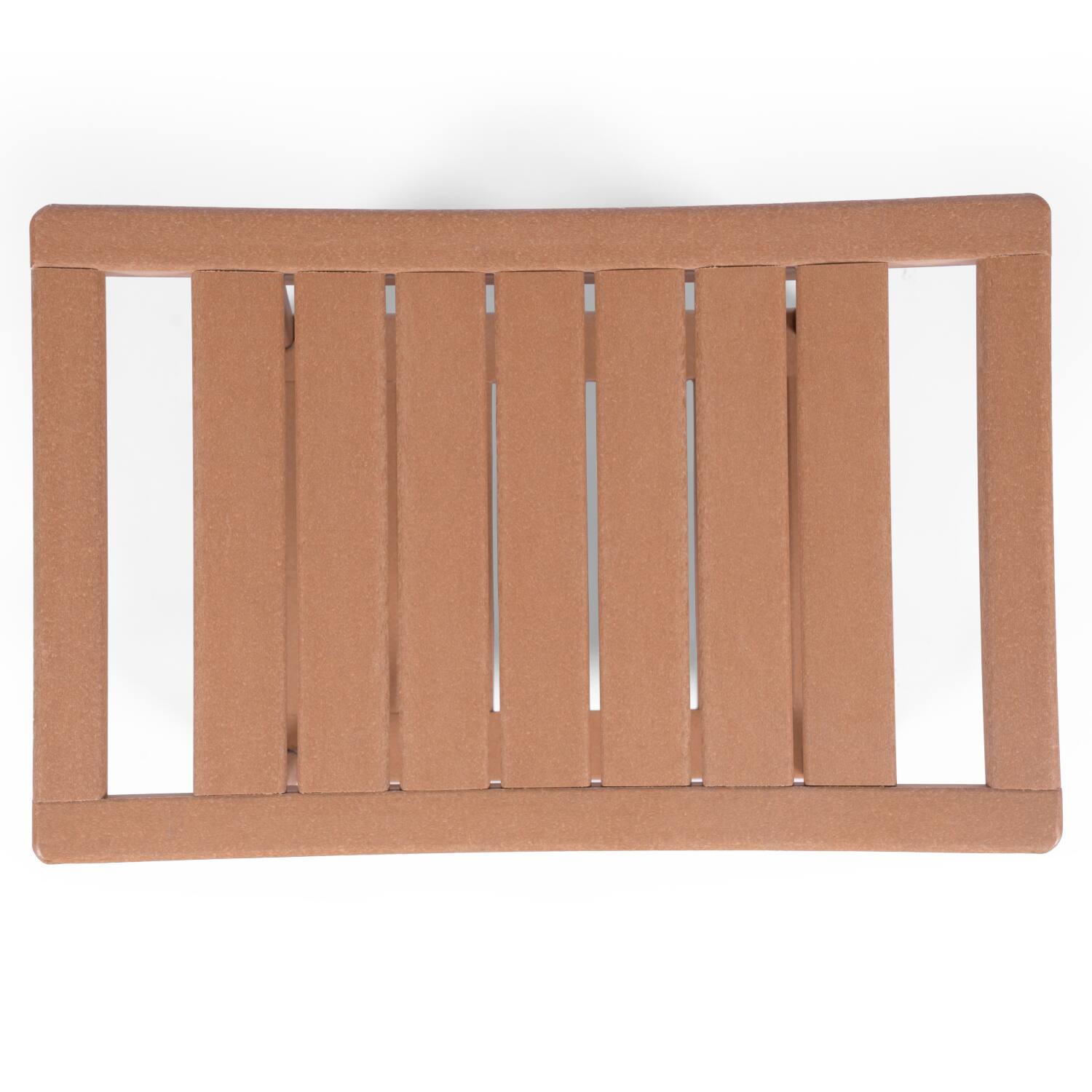 Back. FODINGHILL - HDPE Shower Bench with Storage & Handles, Indoor Outdoor Use - Brown.