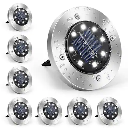 Front. Oumilen - 8 Pack Solar Ground Lights,Cool White.
