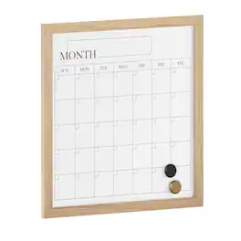 Martha Stewart - Everette Dry Erase Magnetic Monthly Calendar - Light Natural Woodgrain