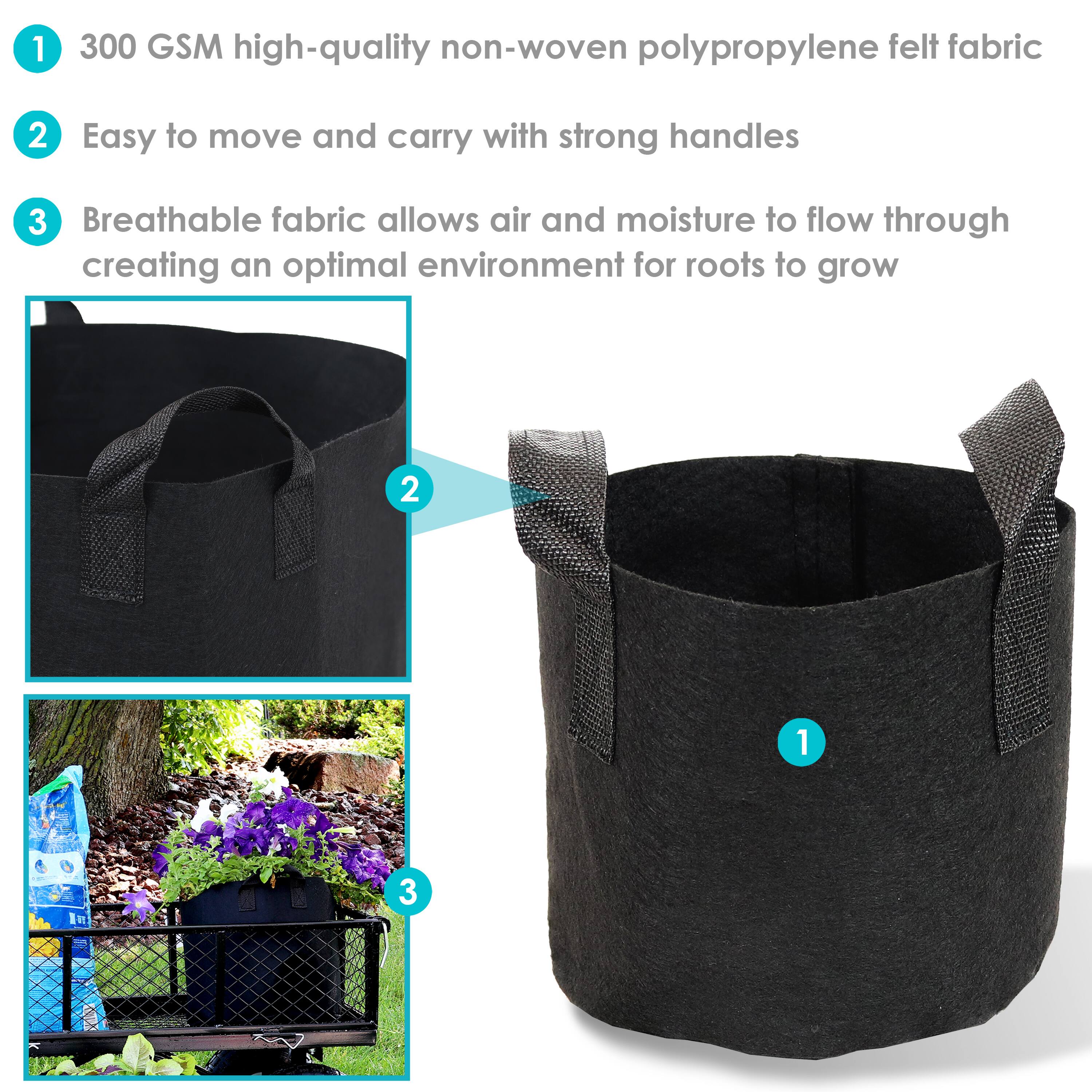 1. 300 GSM high-quality non-woven polypropylene felt fabric  
2. Easy to move and carry with strong handles  
3. Breathable fabric allows air and moisture to flow through, creating an optimal environment for roots to grow