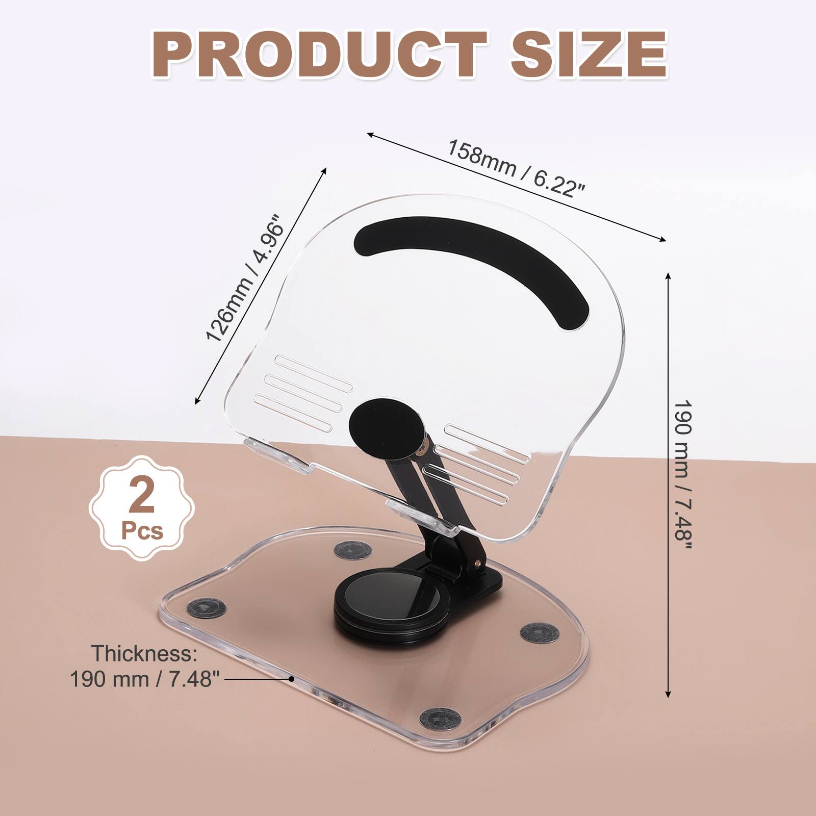 PRODUCT SIZE  
4.96" - 126mm / 4.96" 126mm  
2 Pcs  
158mm / 6.22"  
Thickness: 190 mm / 7.48"