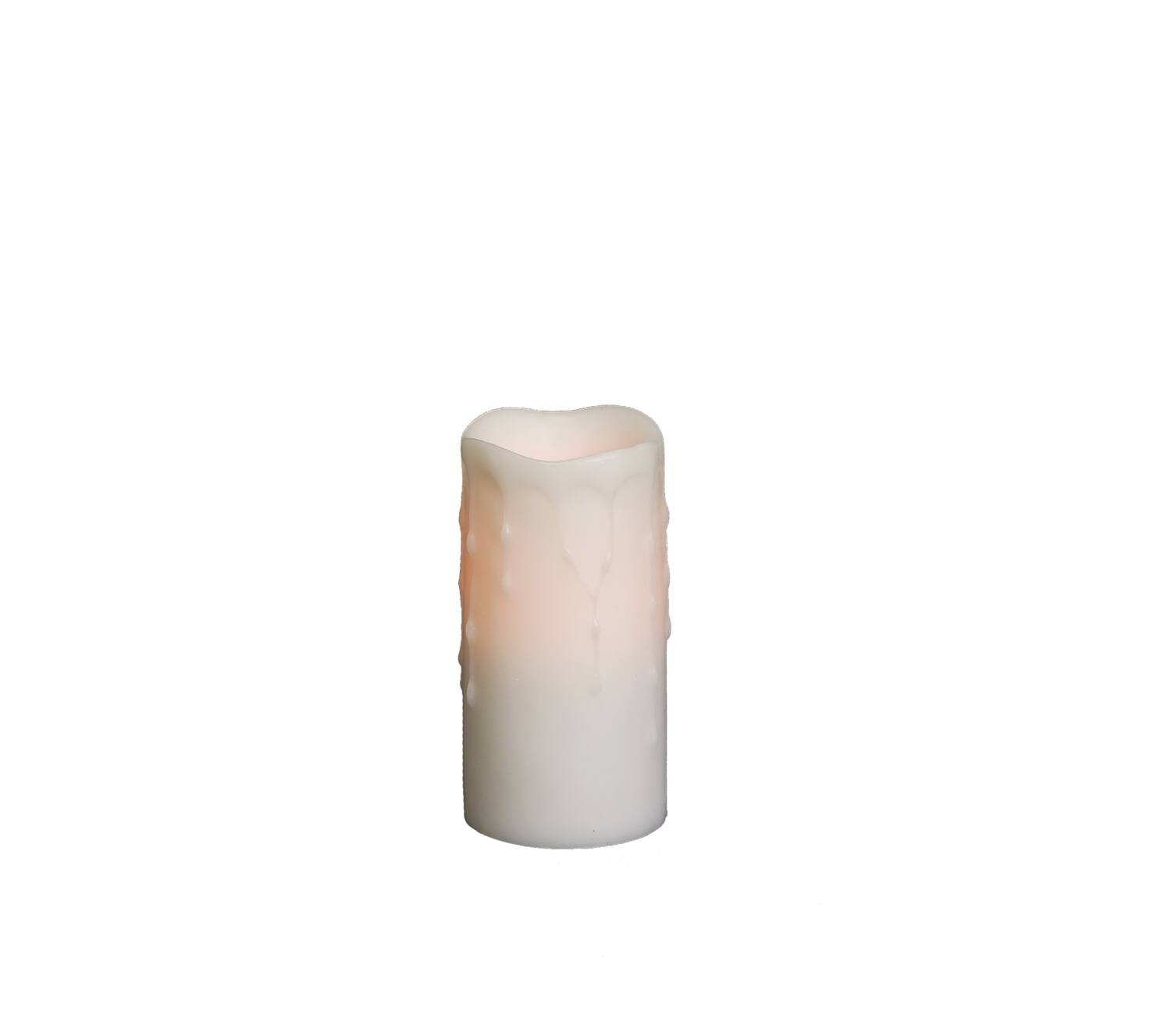 Angle. BreeBe - LED Dripping Wax Pillar Candles (Set of 4) - White.