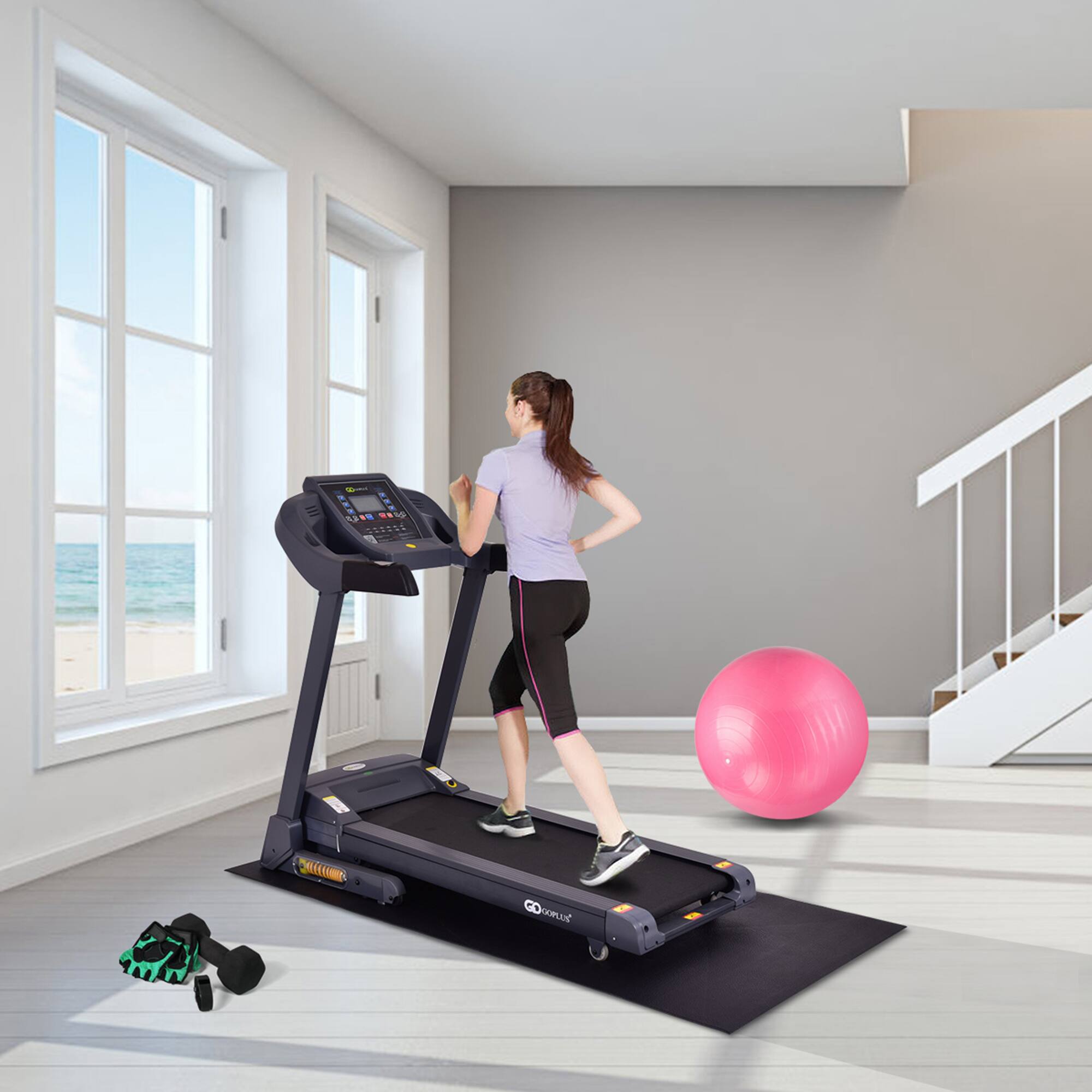 Alt View 2. Gymax - Gymax 78''x36'' Exercise Equipment Mat High Density PVC Treadmill Mat Floor Protector Pad - Black.