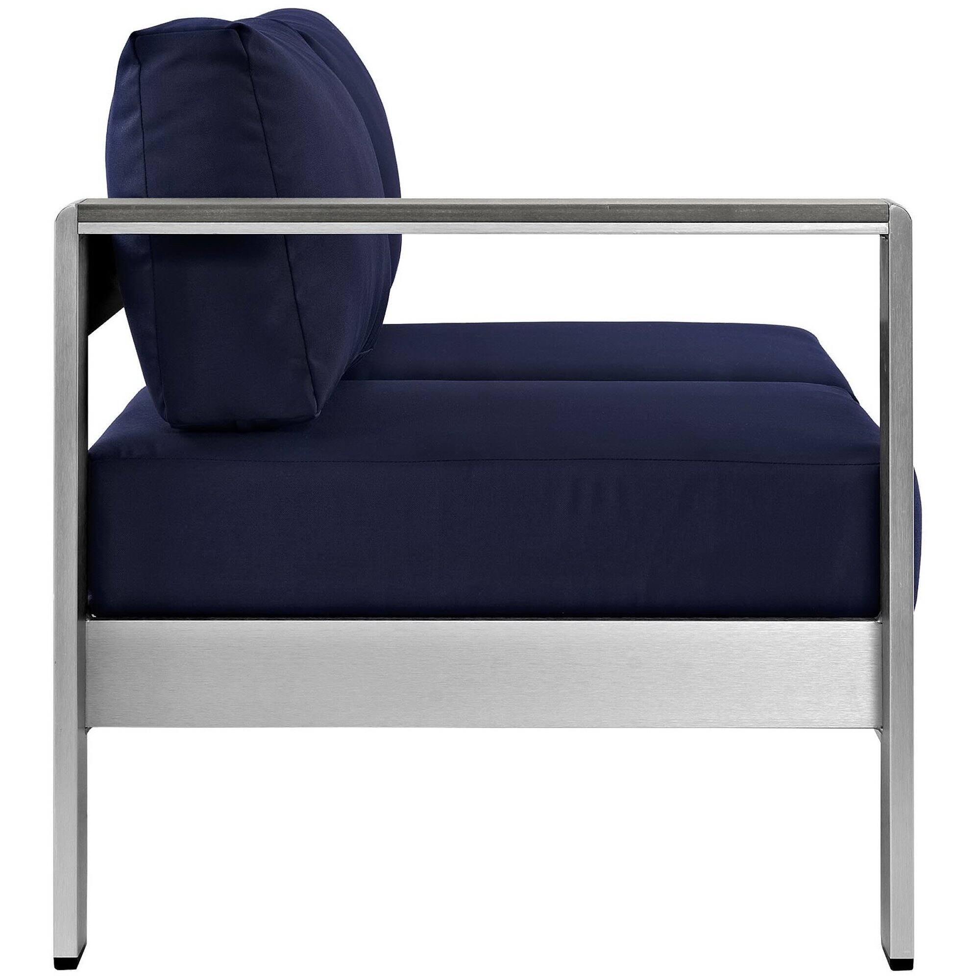 Left. Modway - Shore Left-Arm Corner Sectional Outdoor Patio Aluminum Loveseat by Modway - Silver Navy.