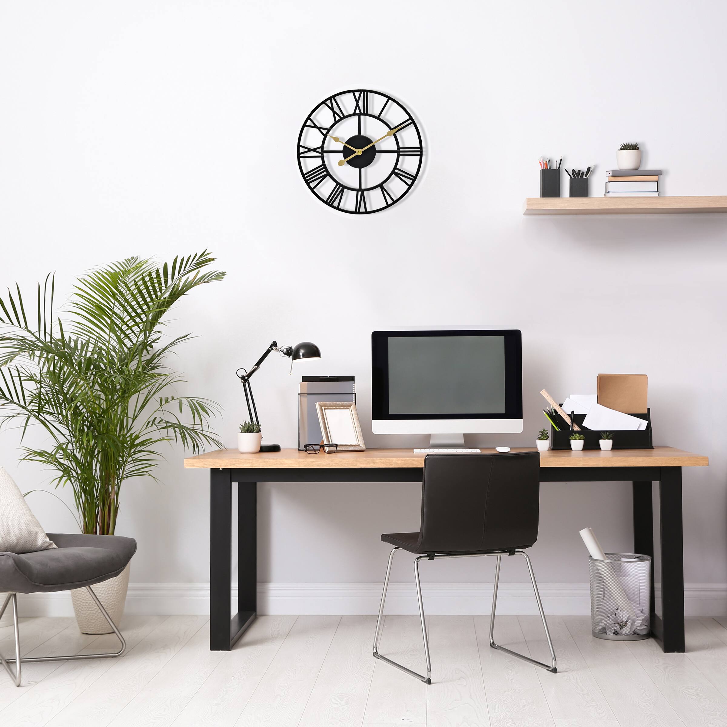 Alt View 3. Sorbus - Sorbus Large Wall Clock for Living Room – 12-Inch Wall Clock – Metal Wall Art – Analog Wall Clock - Black.