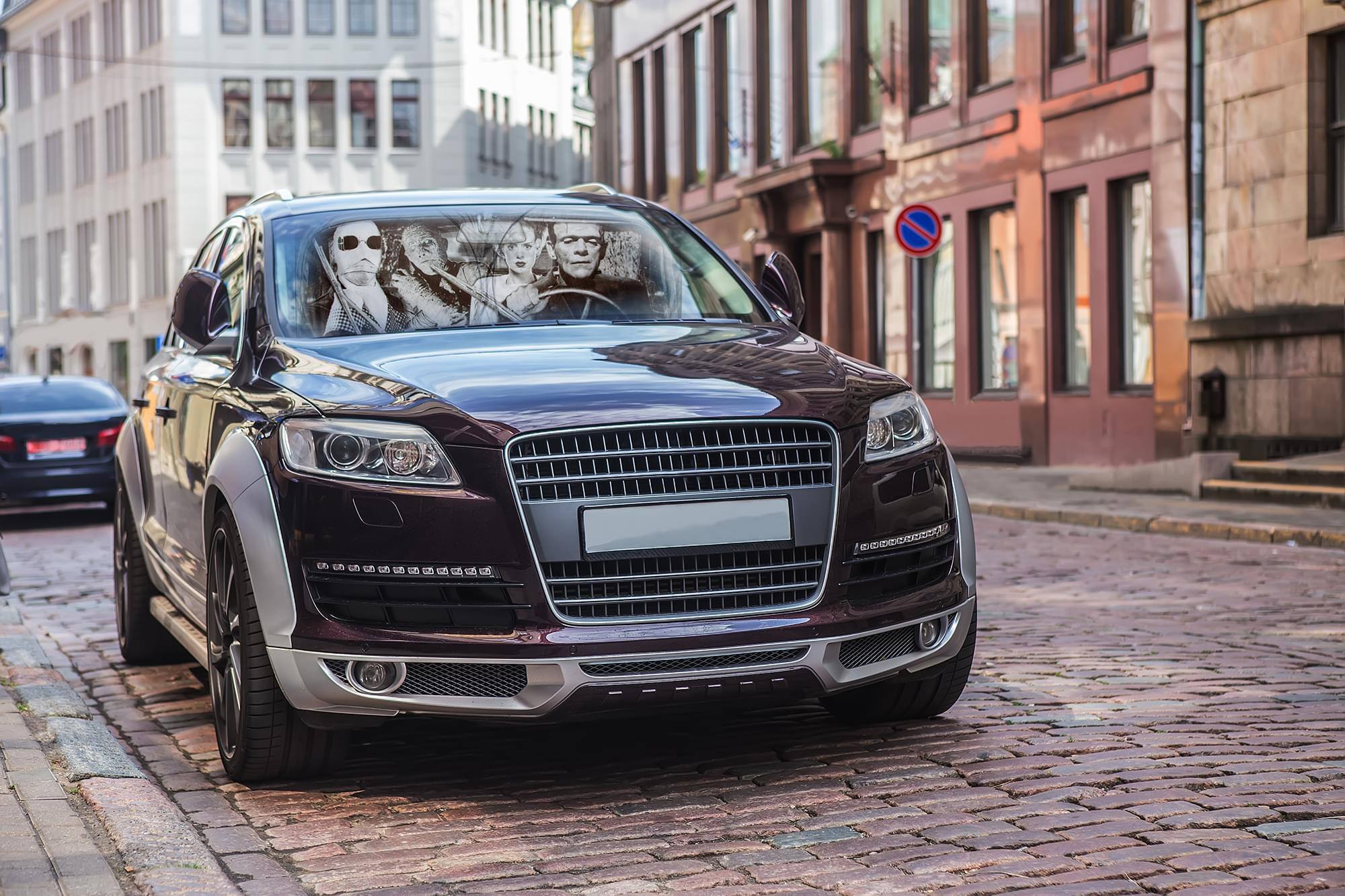 Alt View 4. Surreal Entertainment - Universal Monsters Sunshade for Car Windshield | 64 x 32 Inches - Grey.