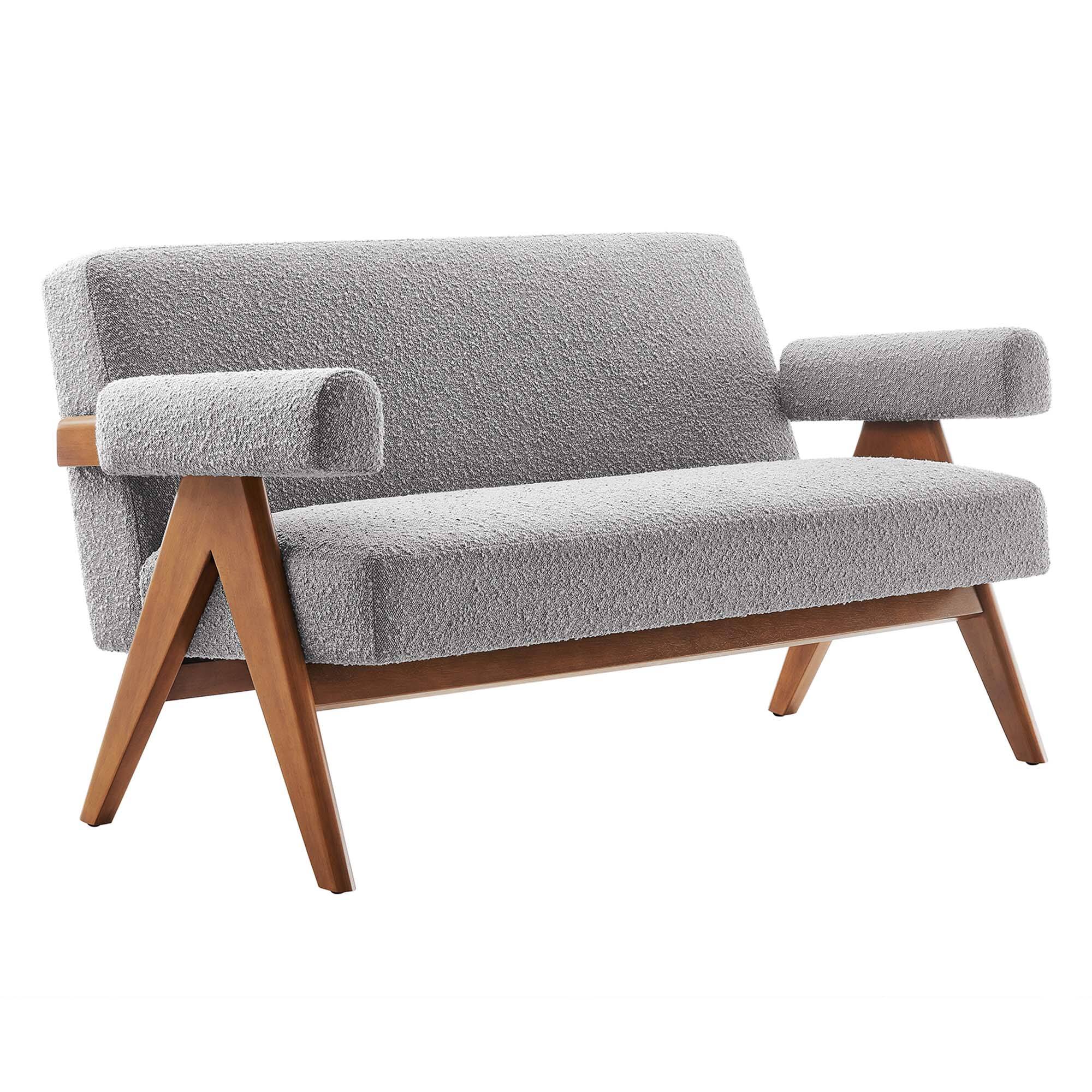 Angle. Modway - Lyra Boucle Fabric Loveseat by Modway - Light Gray.