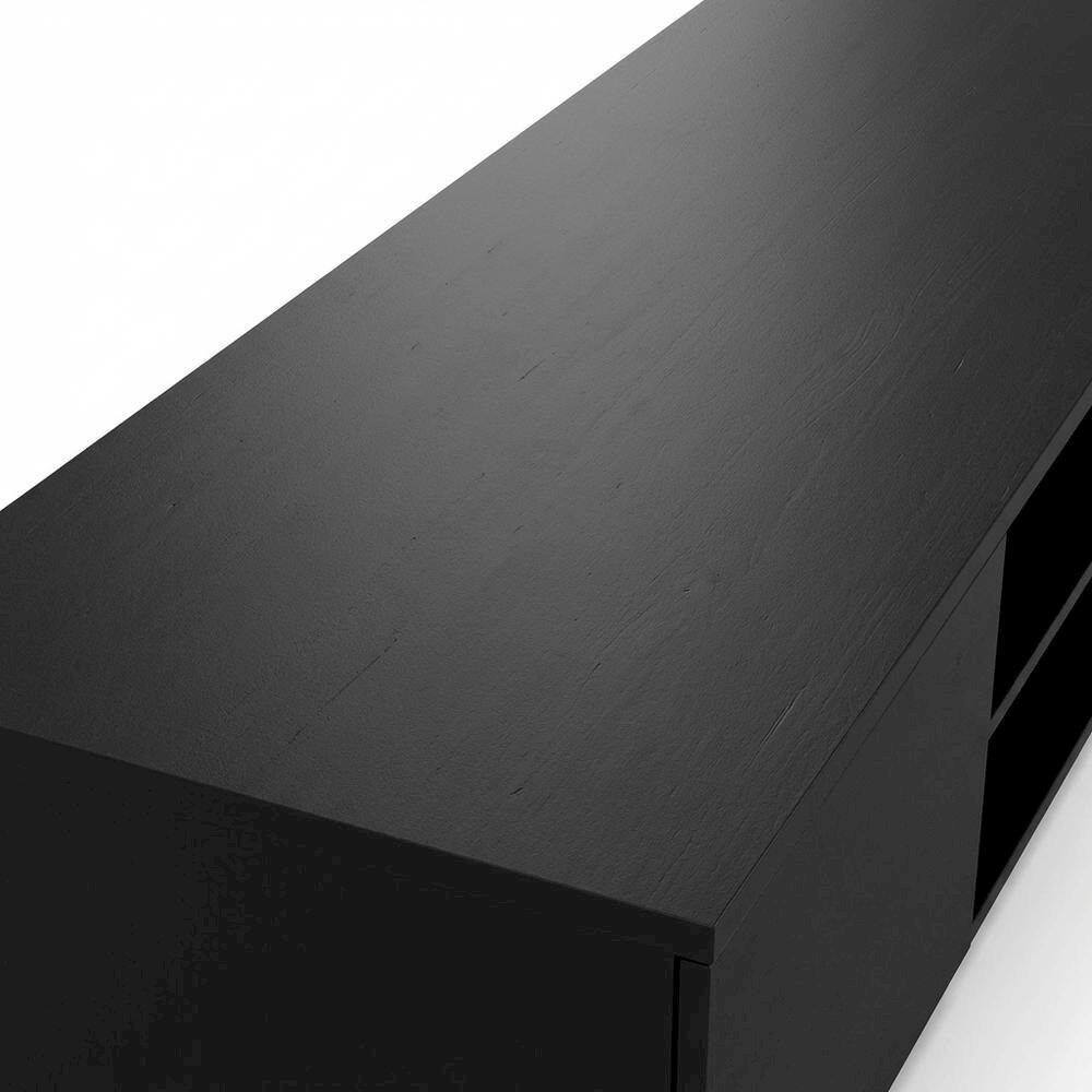 Alt View 2. FurniFact - Black Matte TV Stand with 2 Drawers and 1 Shelf for Living Room - Black Matte.