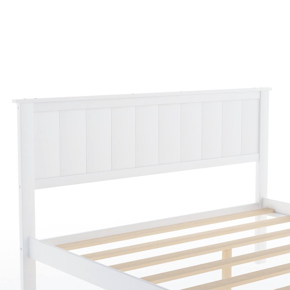 Alt View 8. Loheer - Loheer Full Size Platform Bed White Wood Bed with Drawers - White.
