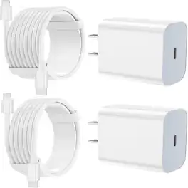 MOSZAR LLC - iPhone Fast Charger – 2-Pack USB-C Wall Block + 6FT & 10FT USB-C to Lightning Cable for iPhone 14/13/12/11/XR/XS, AirPod - White