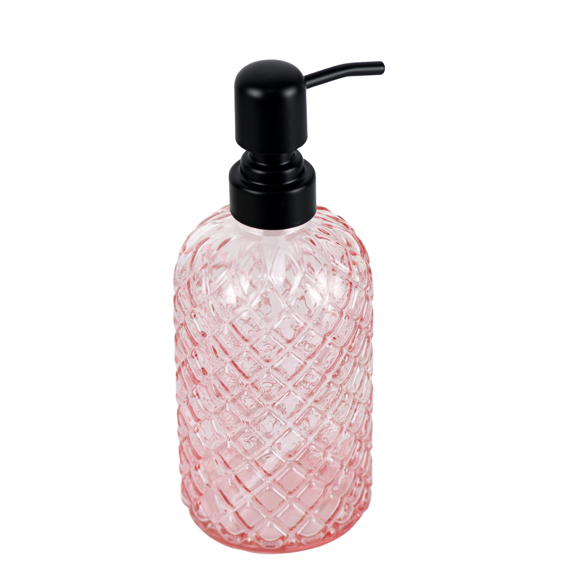 Alt View 5. Dapper Styles - Glass Soap Dispenser With 304 Rustproof Stainless Pump Refillable For Kitchen Bathroom Farmhouse - Pink-2pack& Tray.