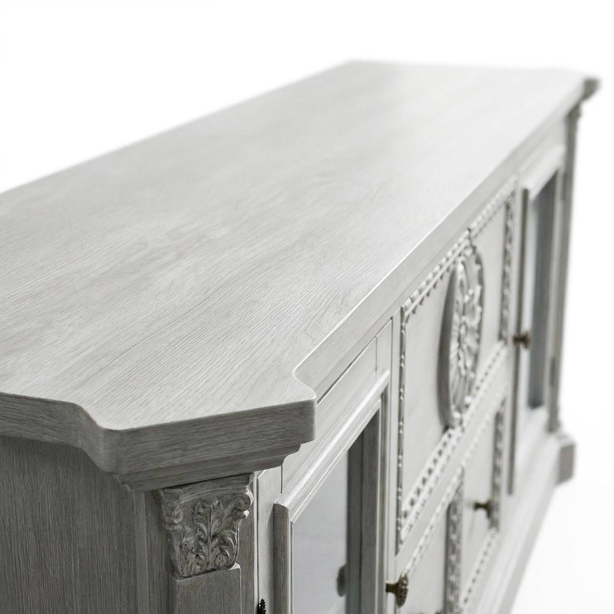 Alt View 2. Homsee - Solid Wood TV Stand for 70 Inch TV, Fully Assembled Classic Media Console with Storage Cabinets - White.