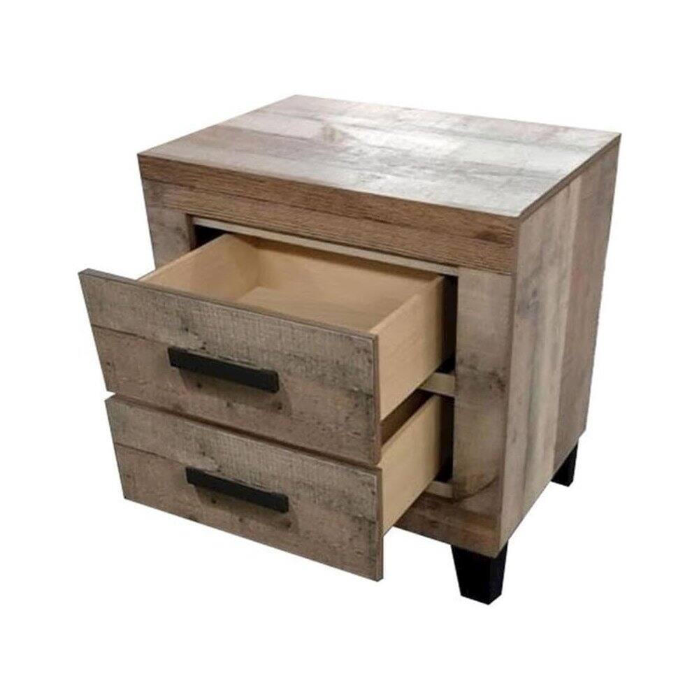 Alt View 1. Best Quality Furniture - Weathered Brown Pine 2-Drawers Nightstand - Brown.