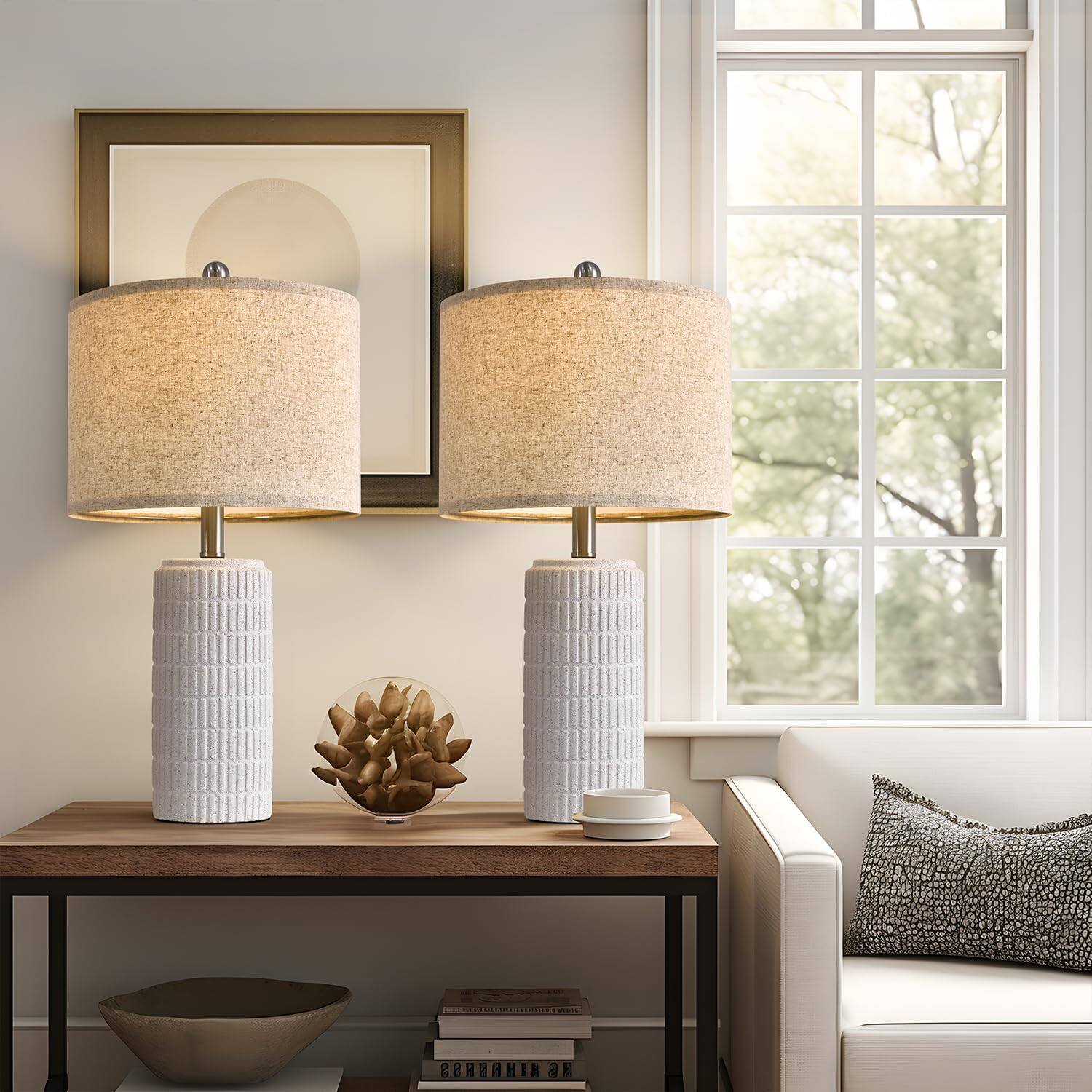 Frosted White - 23'' Ceramic Lamps