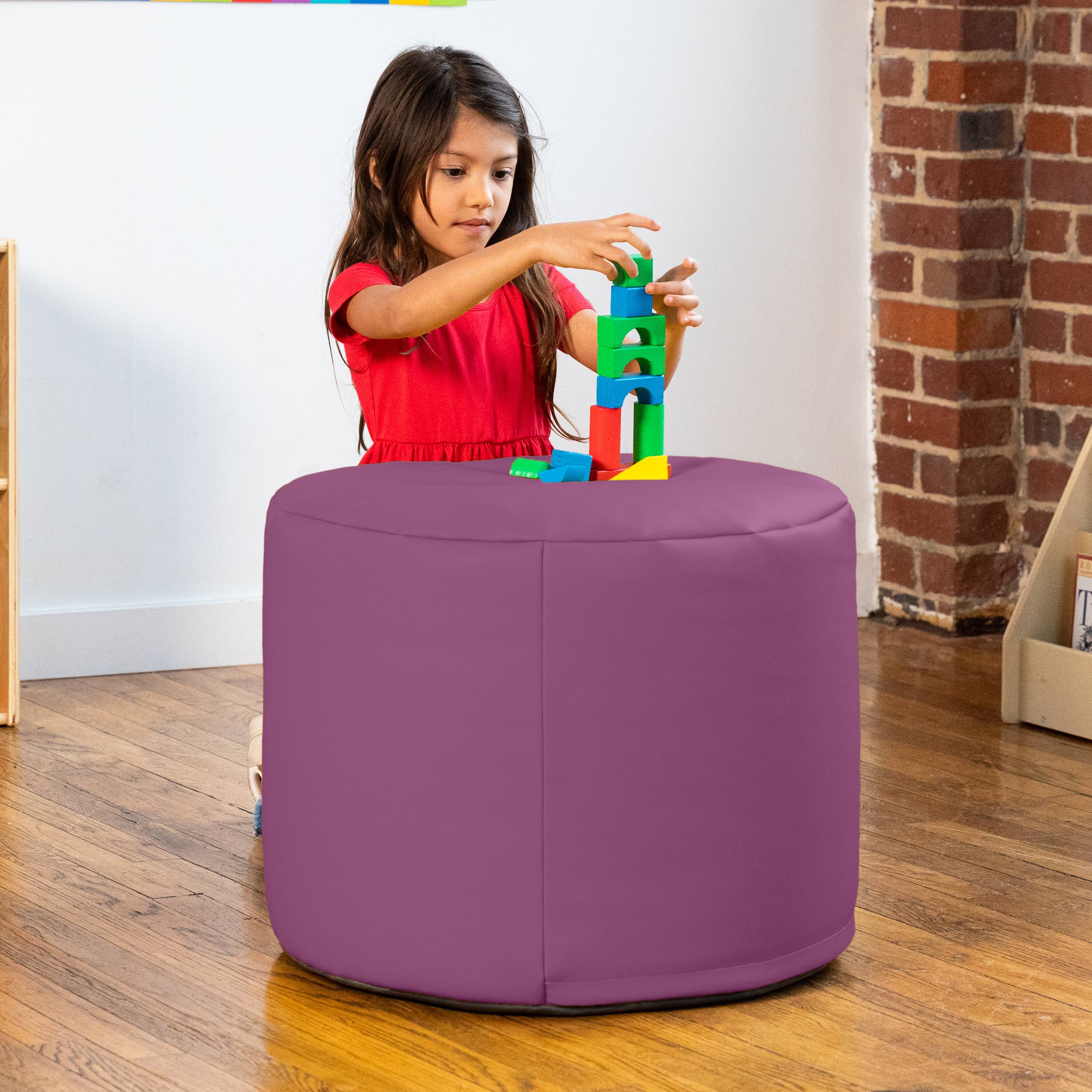 Back. Jaxx - Jaxx Mallo Modular Pouf Classroom Bean Bag Seat, Premium Vinyl - Purple - Purple.