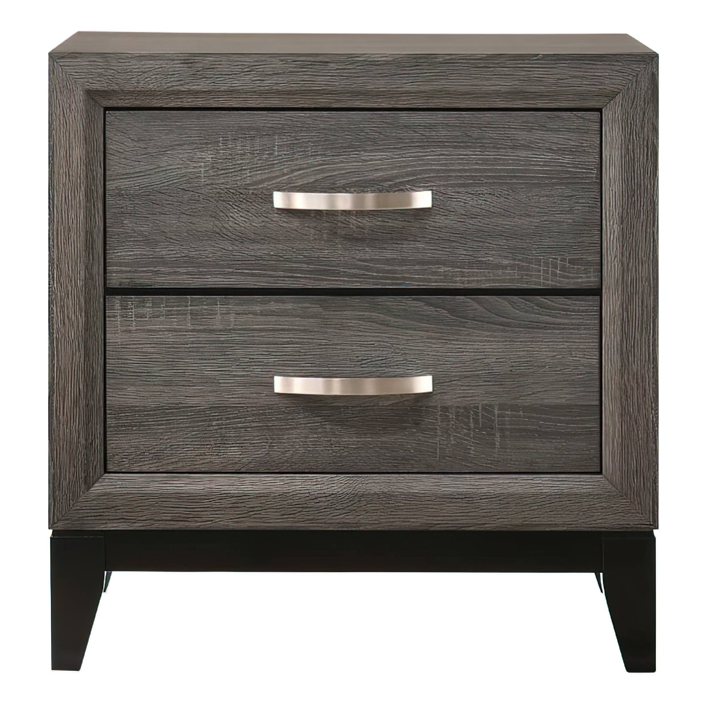 Angle. Manhattan Lane - Mazie 25 Inch Modern 2 Drawer Nightstand, Metal Handle,  Foil Finish - Gray.