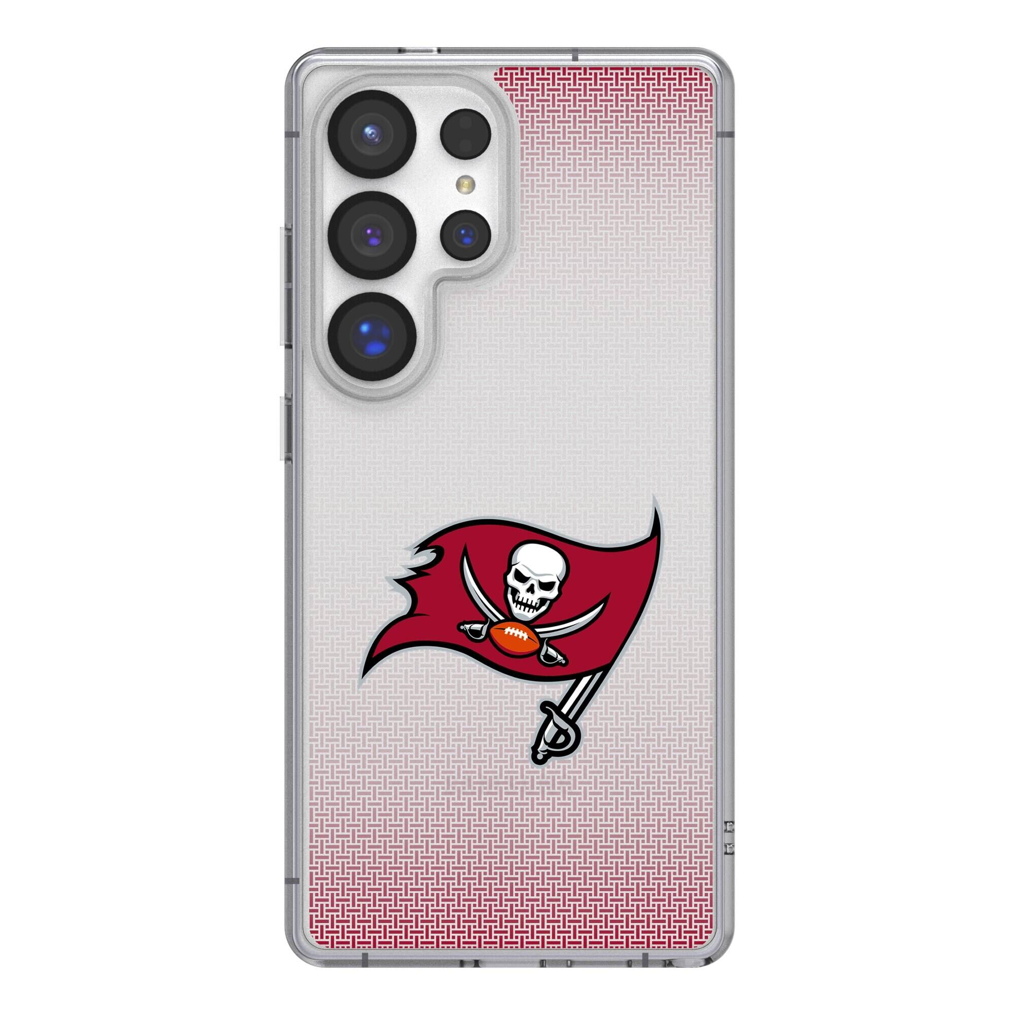 Front. Keyscaper - Tampa Bay Buccaneers Linen Logo Galaxy Clear Case - S25 Plus - Multicolor.