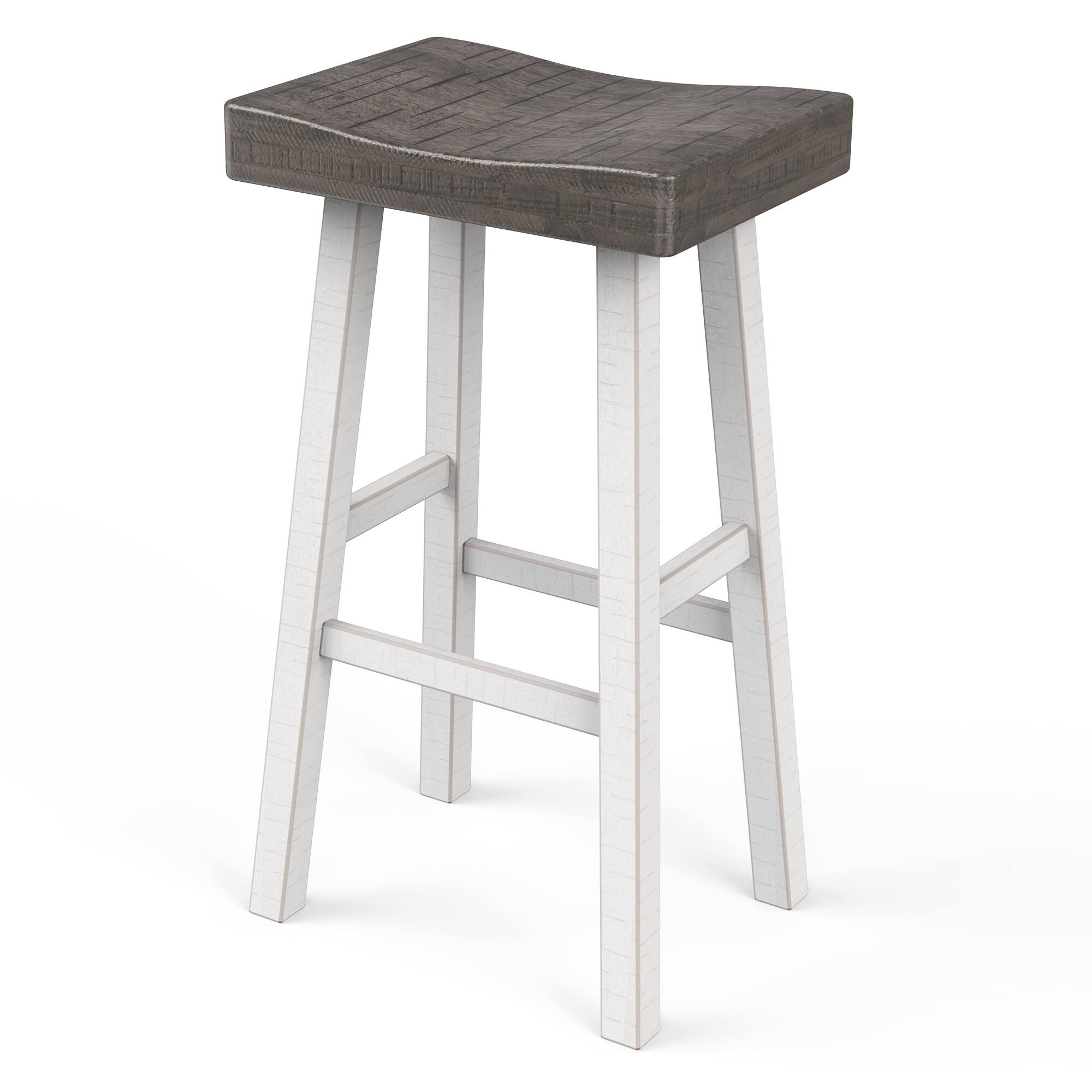 Alt View 2. Vaczon - Modern 29 Inch Bar Stools Set of 2, Solid Wood Base, Contour Seat for Kitchen Counter Bar - White.