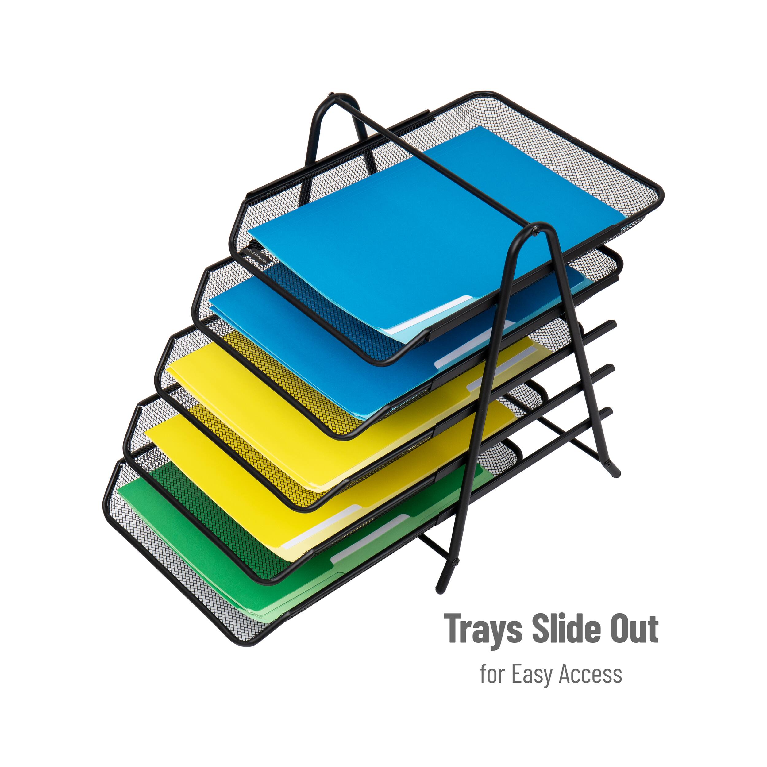 Alt View 13. Mind Reader - Paper Tray and File Folder Set, Desktop Organizer, Storage, Office, Metal Mesh, 11.75"L x 14"W x 14.5"H - Black.