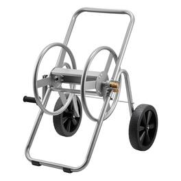 VEVOR - Water Hose Reel Cart, 200/300 ft High-Pressure Garden Hose Cart,with Two Wheels, Handle & Heavy-Duty Mesh Storage Basket - Silver