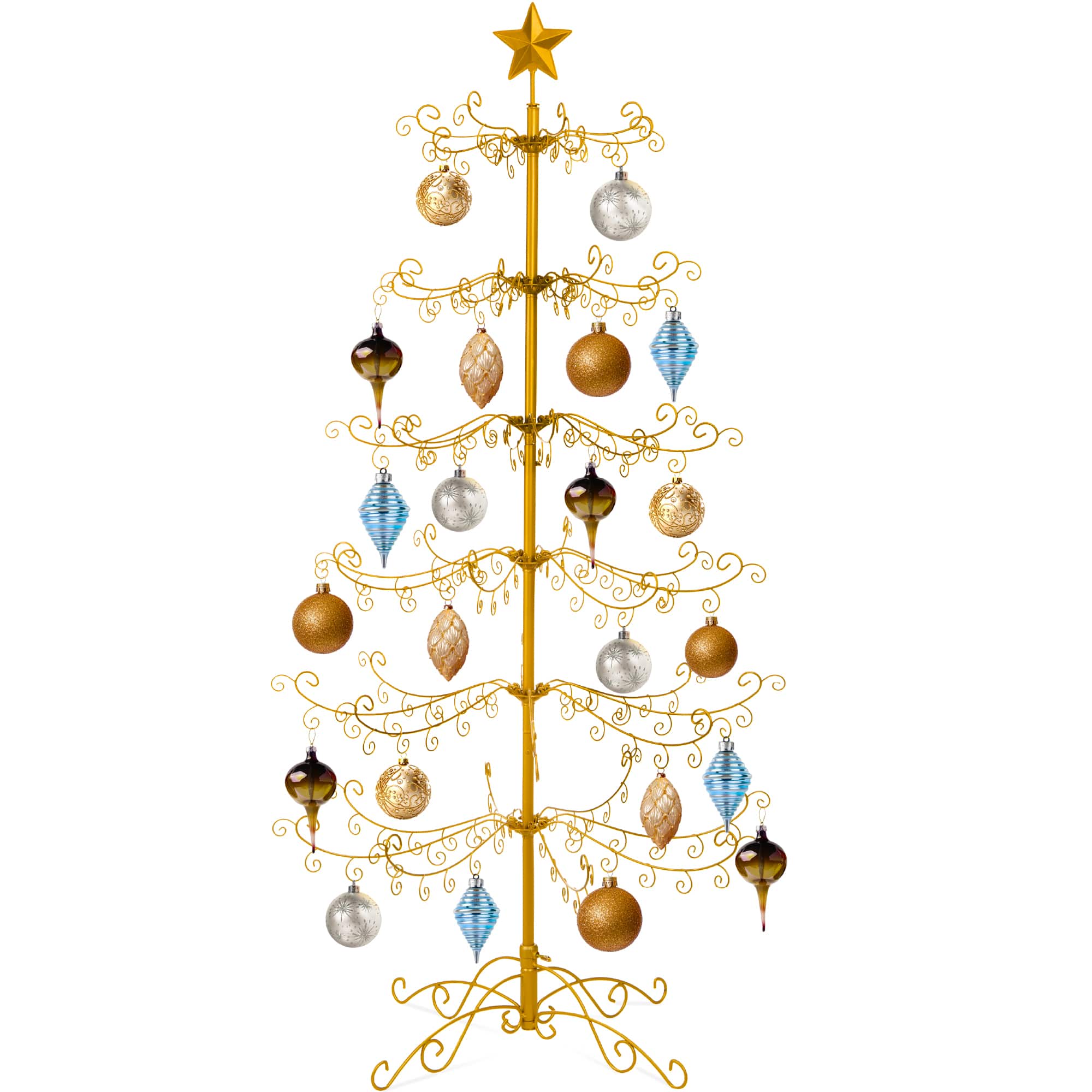 Front. Best Choice Products - Best Choice Products 6ft Wrought Iron Ornament Display Christmas Tree w/ Easy Assembly, Stand - Gold - Gold.