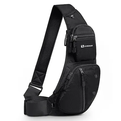 Front. Unique Bargains - Sling Backpacks for Men Women Crossbody Bags Casual Sling Shoulder Chest Bag for Outdoor Travel - Black.