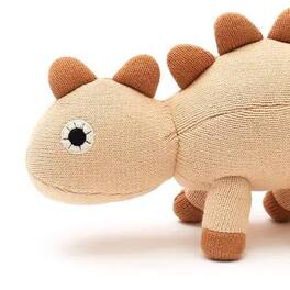 Siljoy - Knitted Dinosaur Soft Toy, 35x13cm, Powder, 100% Cotton & Polyester, Unique Spots & Spikes - Peach