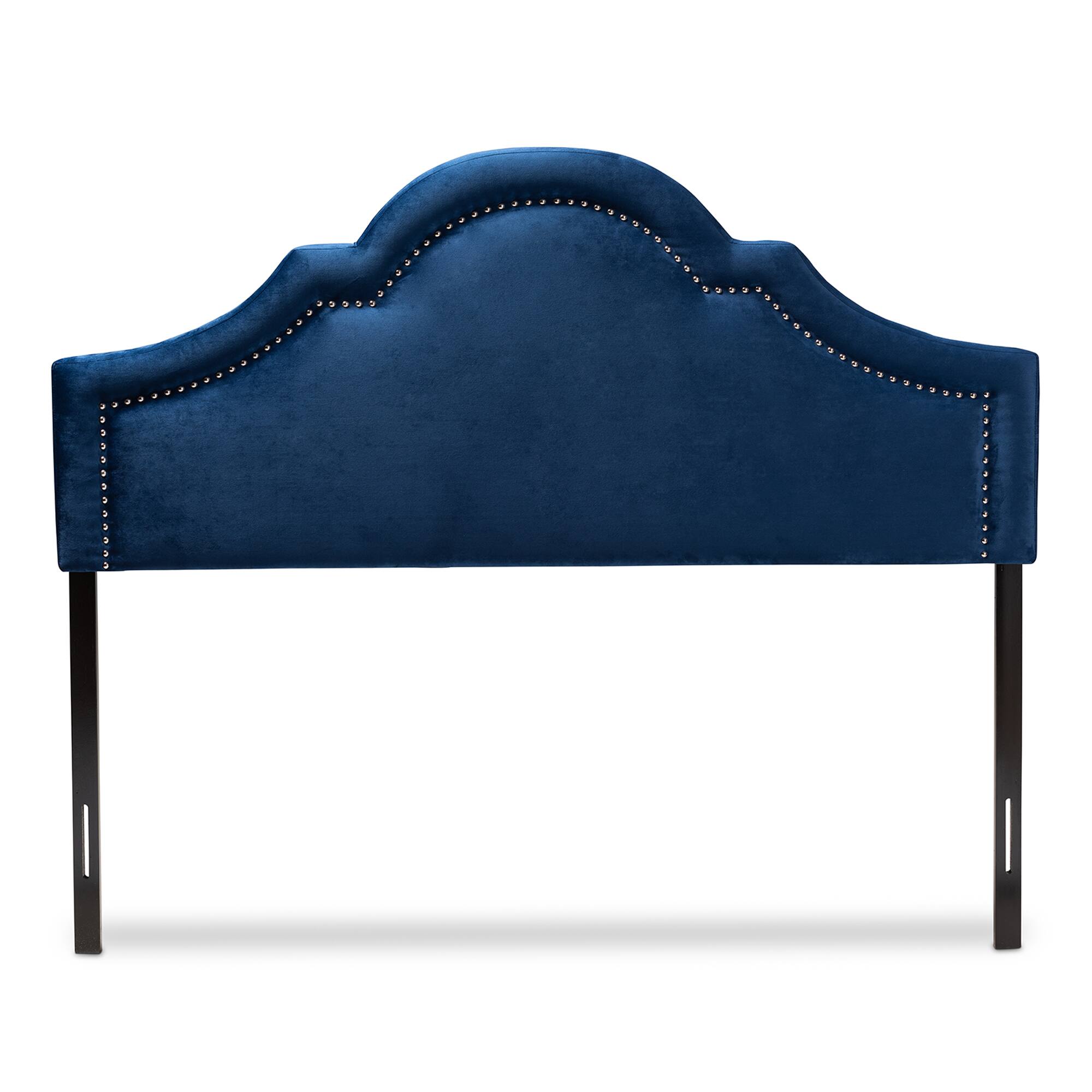 Angle. Baxton Studio - Rita Modern and Contemporary Velvet Fabric Upholstered Full Size Headboard - Royal Blue.