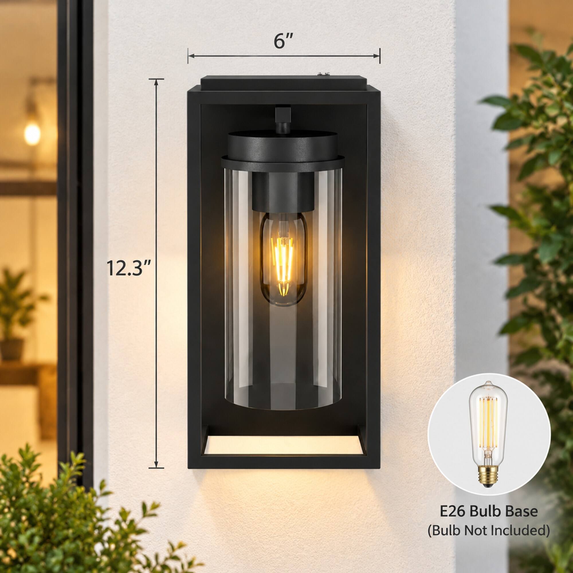 6"  
12.3"  
E26 Bulb Base (Bulb Not Included)