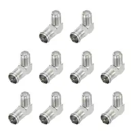 Unique Bargains - 10pcs Right Angle Coaxial Connector, F Female to Quick Push On Male, 75 Ohm, for Broadcast, Antenna, Amp, CB - Silver