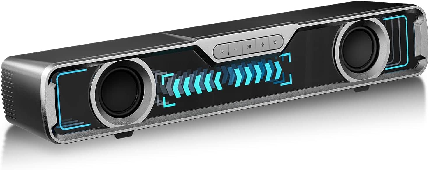 Stamp n Camp - Computer Speakers for Desktop PC/Laptop/Monitor, Wired USB Powered Bluetooth Desk Soundbar with Microphone for Home - default