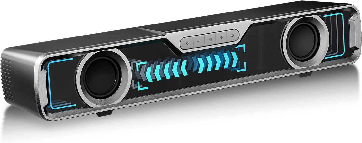 Stamp n Camp - Computer Speakers for Desktop PC/Laptop/Monitor， Wired USB Powered Bluetooth Desk Soundbar with Microphone for Home - default