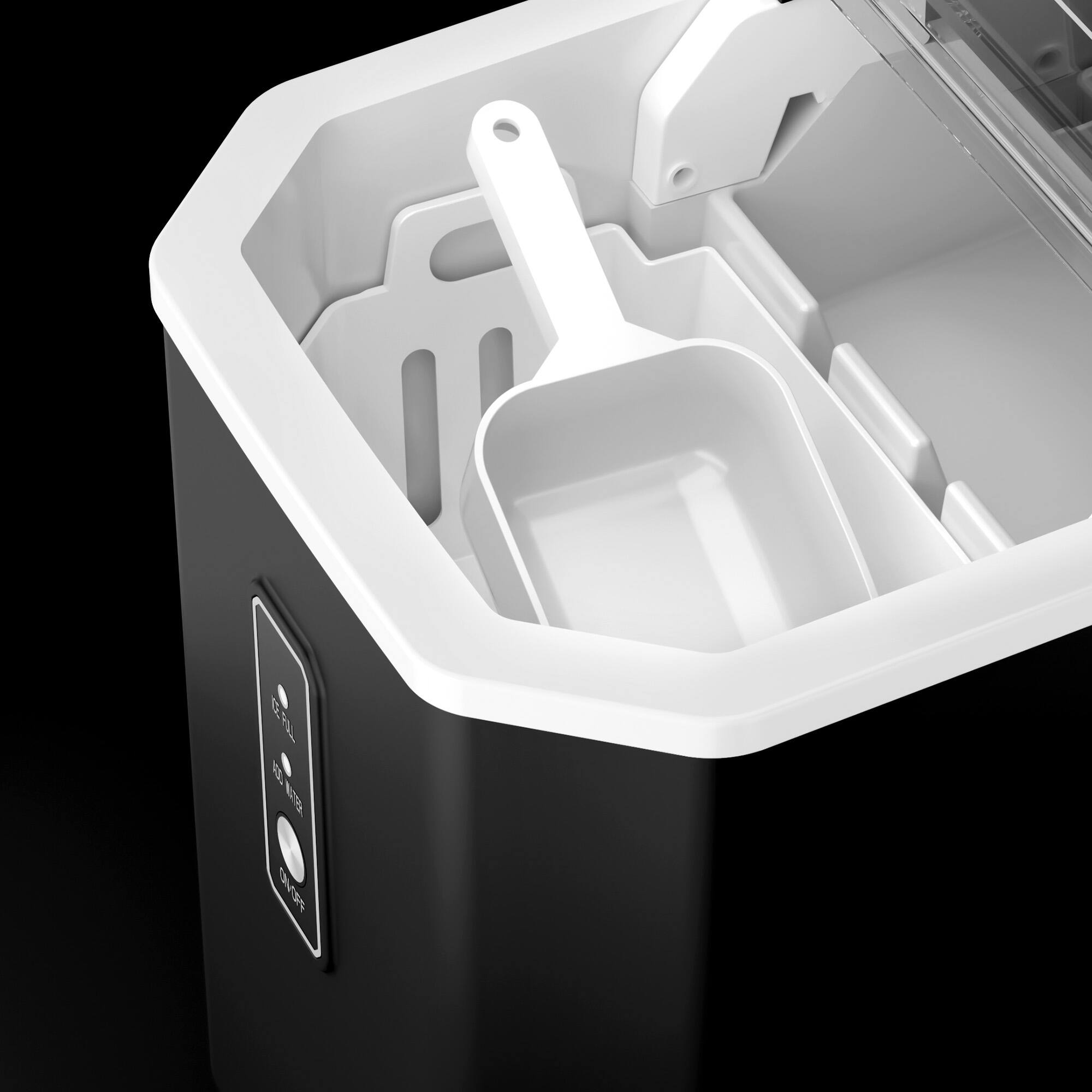 Angle. Sugift - 26lbs/24H Portable Countertop Self-Cleaning Ice Maker, 9 Bullet Cubes in 6 Mins with Handle - Black.