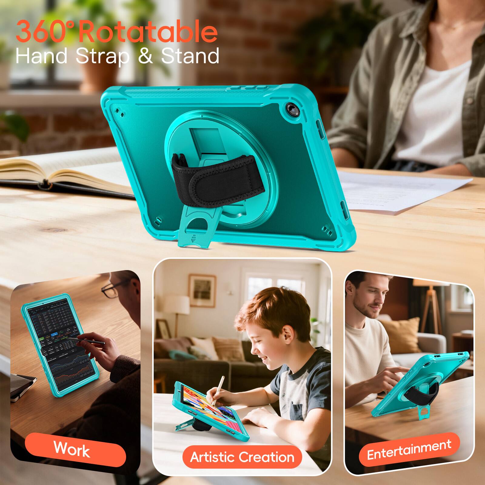 360° Rotatable Hand Strap & Stand

Work  
Artistic Creation  
Entertainment