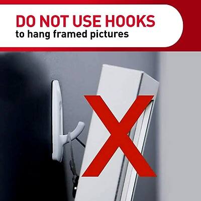 DO NOT USE HOOKS to hang framed pictures