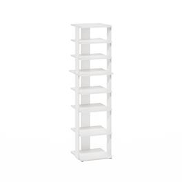 Furinno - Compact 8-Tier Vertical Space Saving Free Standing Shoe Tower, Shoe Rack for Closet Entryway - White