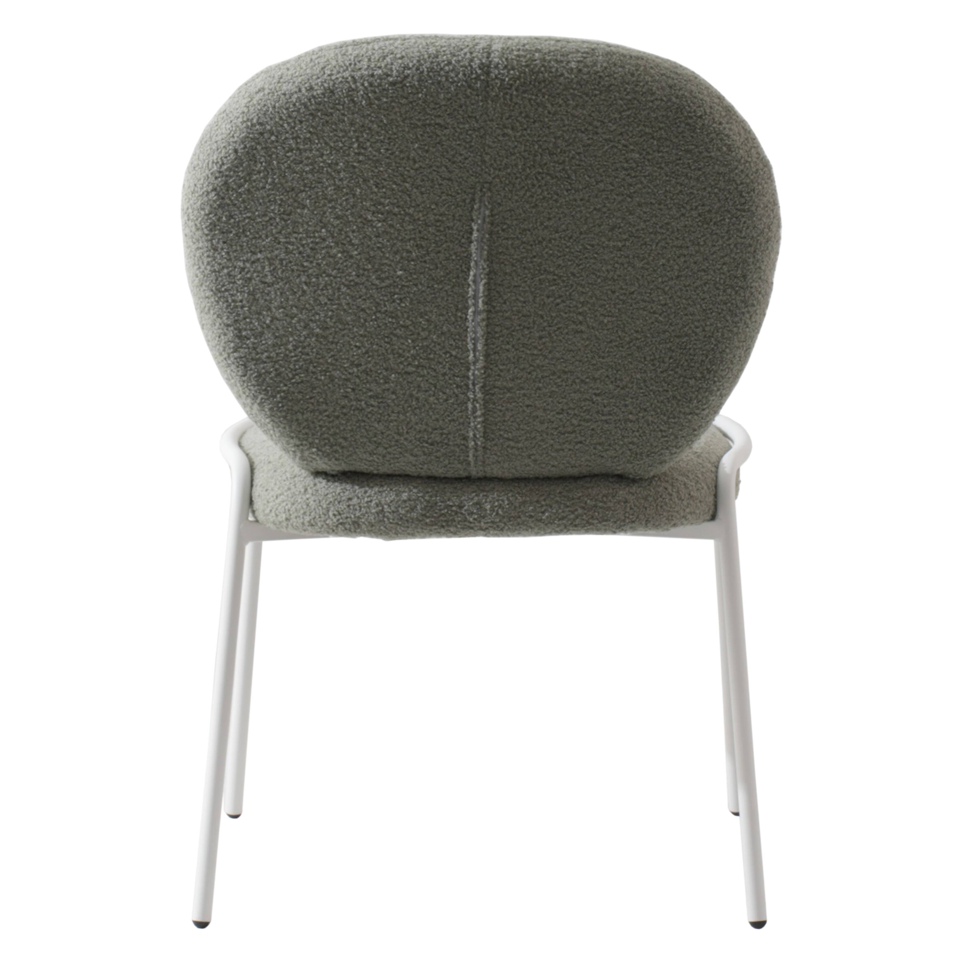 Alt View 3. LeisureMod - Celestial 2-PCS Modern Boucle Dining Chair, Padded Sponge Cushion Kitchen Side Chair with Scratch-Resistant Floor Glides - Green.